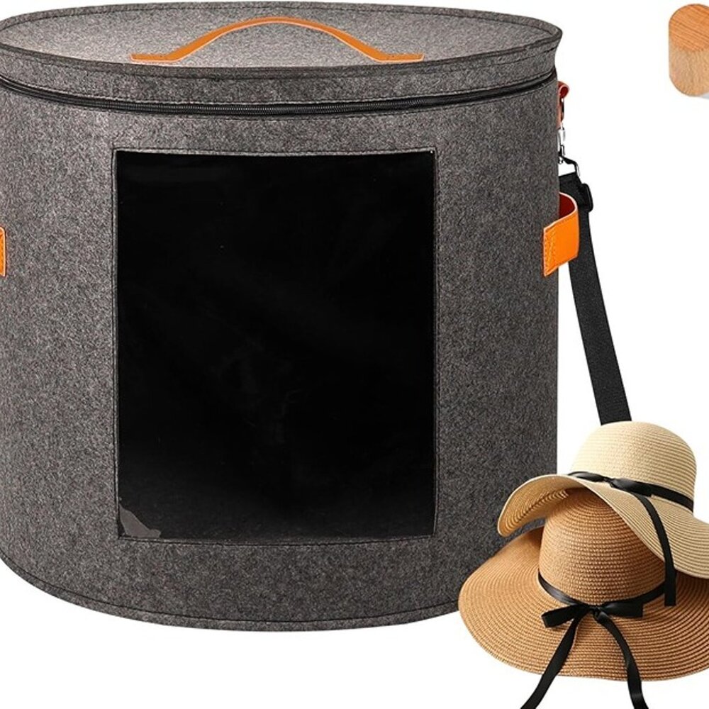 NEW Oversized Hat Storage Box for Women & Men，19" D x 17" H Cowboy Hat Boxes